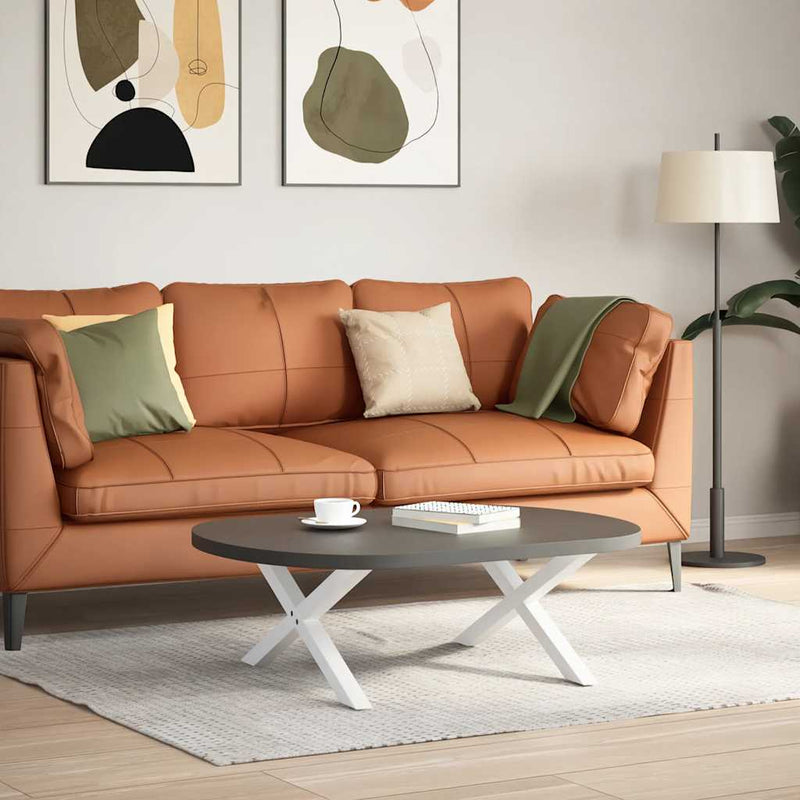 vidaXL 2 db fehér, X alakú dohányzóasztal láb 70 x (30-31) cm acél