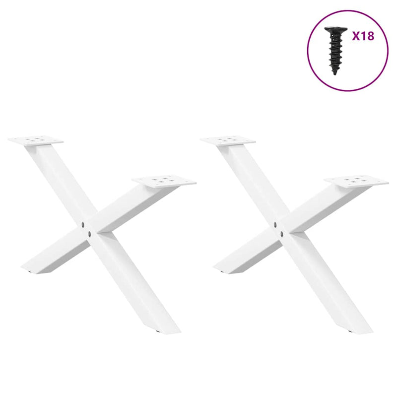 vidaXL 2 db fehér, X alakú dohányzóasztal láb 70 x (30-31) cm acél
