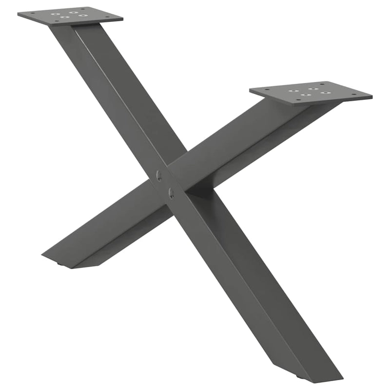 vidaXL 2 db antracitszürke X-alakú acél dohányzóasztal láb 70x(30-31) cm