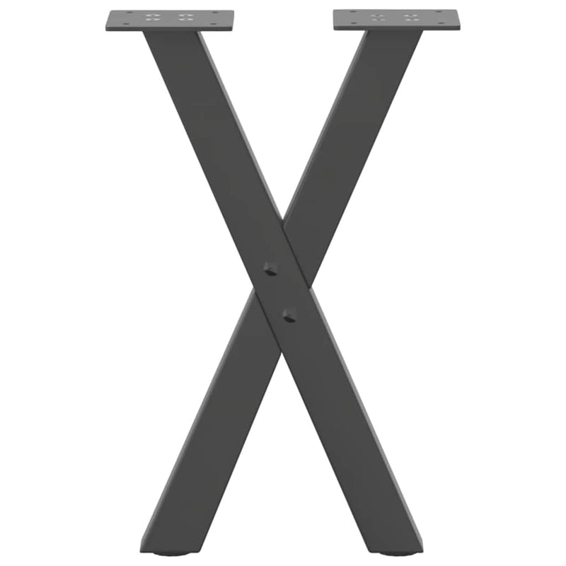 vidaXL 2 db antracitszürke X-alakú acél dohányzóasztal láb 28 x (42-43) cm