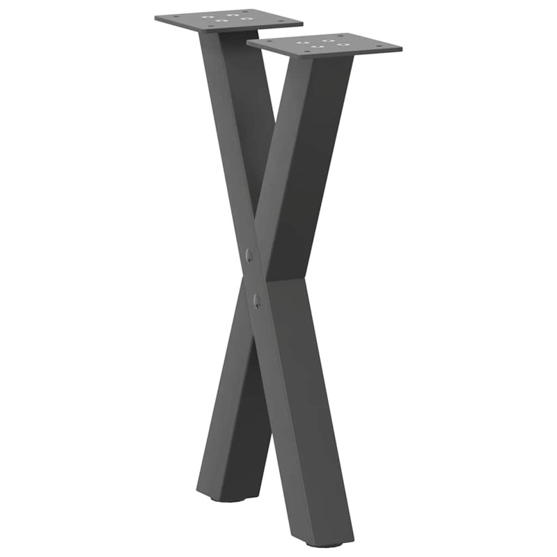 vidaXL 2 db antracitszürke X-alakú acél dohányzóasztal láb 38x(42-43) cm
