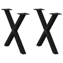 vidaXL 2 db fekete, X alakú acél dohányzóasztal láb 60 x (42-43) cm