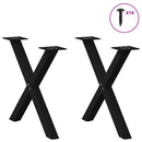 vidaXL 2 db fekete, X alakú acél dohányzóasztal láb 60 x (42-43) cm