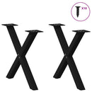vidaXL 2 db fekete, X alakú acél dohányzóasztal láb 60 x (42-43) cm