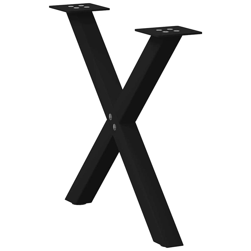 vidaXL 2 db fekete, X alakú acél dohányzóasztal láb 60 x (42-43) cm