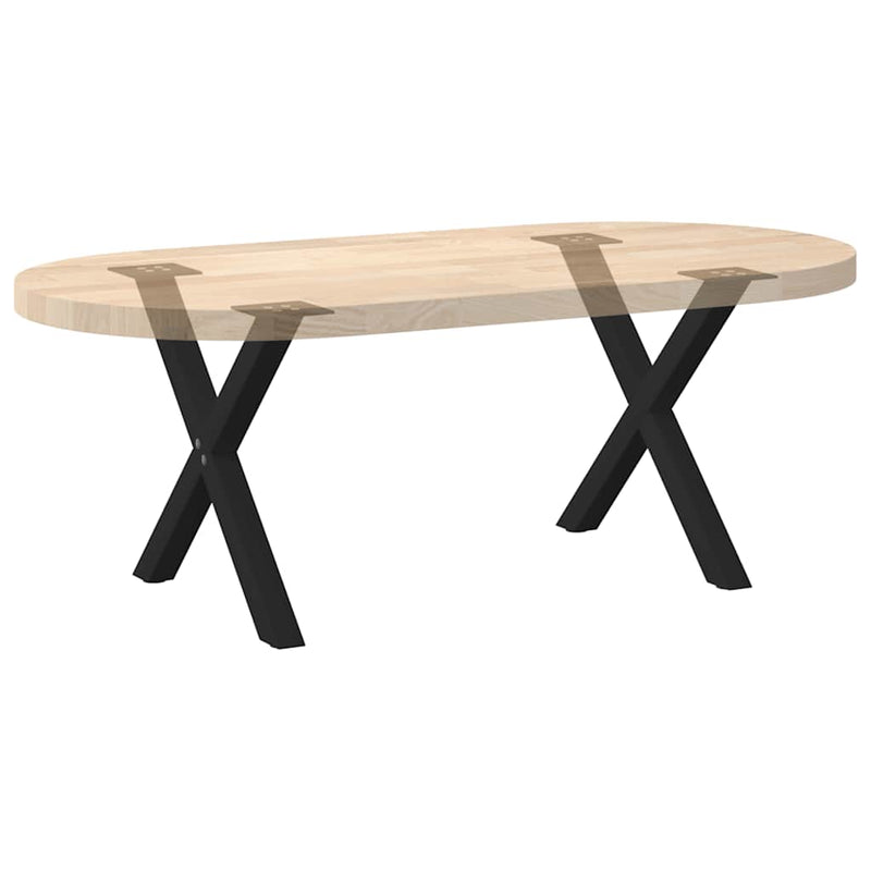 vidaXL 2 db fekete, X alakú acél dohányzóasztal láb 60 x (42-43) cm