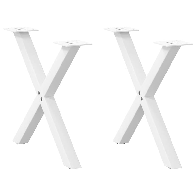 vidaXL 2 db fehér, X alakú acél dohányzóasztal láb 60 x (42-43) cm