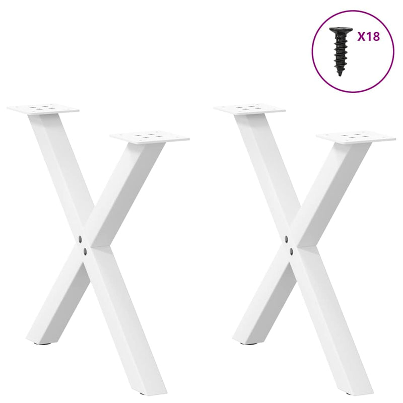 vidaXL 2 db fehér, X alakú acél dohányzóasztal láb 60 x (42-43) cm