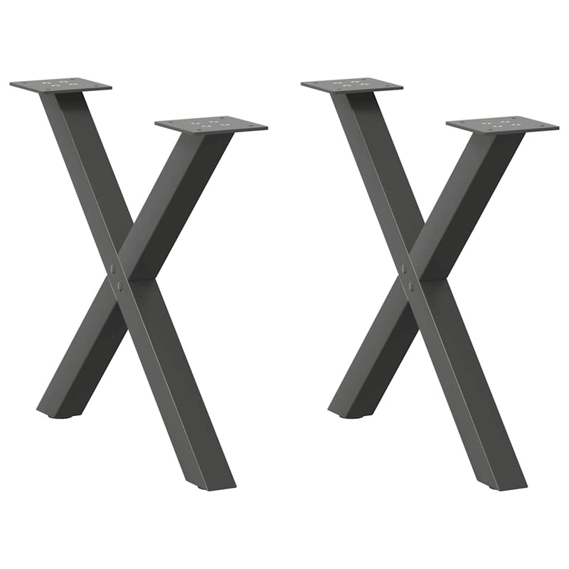 vidaXL 2 db antracitszürke X-alakú acél dohányzóasztal láb 60 x (42-43) cm
