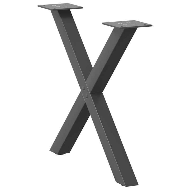 vidaXL 2 db antracitszürke X-alakú acél dohányzóasztal láb 60 x (42-43) cm