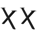 vidaXL 2 db fekete, X alakú acél dohányzóasztal láb 70 x (42-43) cm