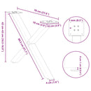 vidaXL 2 db fekete, X alakú acél dohányzóasztal láb 70 x (42-43) cm