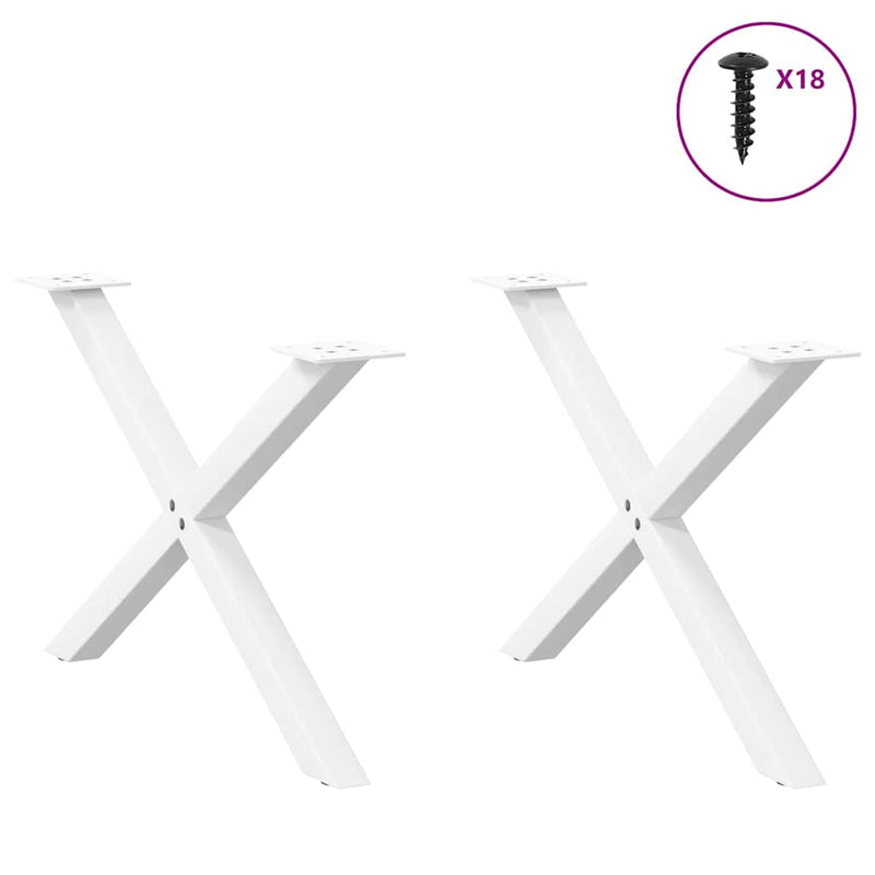 vidaXL 2 db fehér, X alakú dohányzóasztal láb 70 x (42-43) cm acél