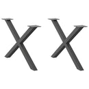 vidaXL 2 db antracitszürke X-alakú acél dohányzóasztal láb 70 x (42-43) cm