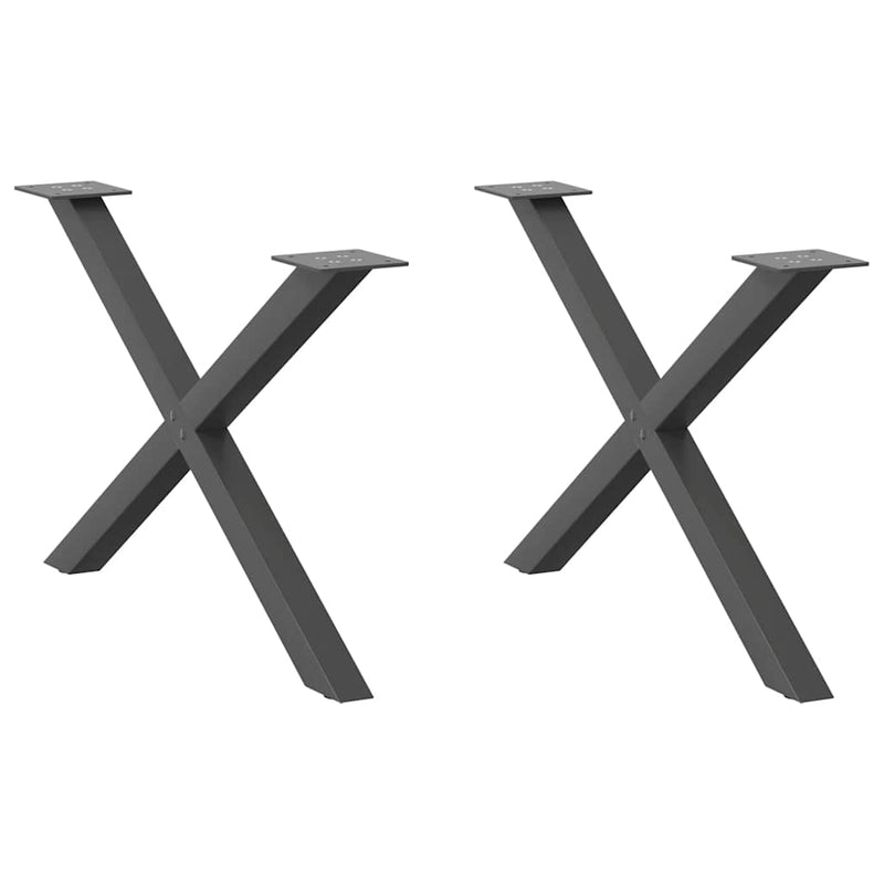 vidaXL 2 db antracitszürke X-alakú acél dohányzóasztal láb 70 x (42-43) cm