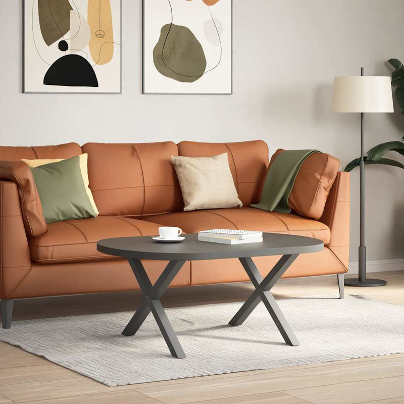vidaXL 2 db antracitszürke X-alakú acél dohányzóasztal láb 70 x (42-43) cm