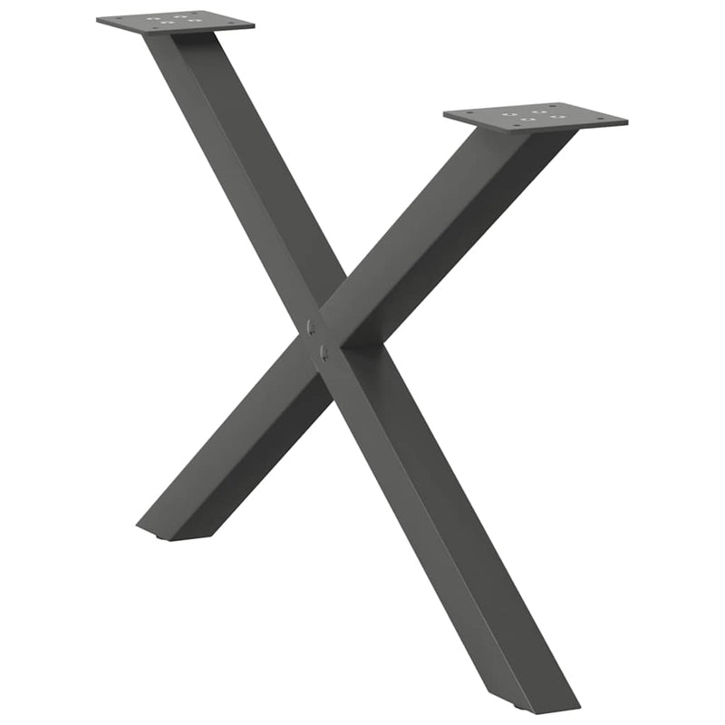 vidaXL 2 db antracitszürke X-alakú acél dohányzóasztal láb 70 x (42-43) cm