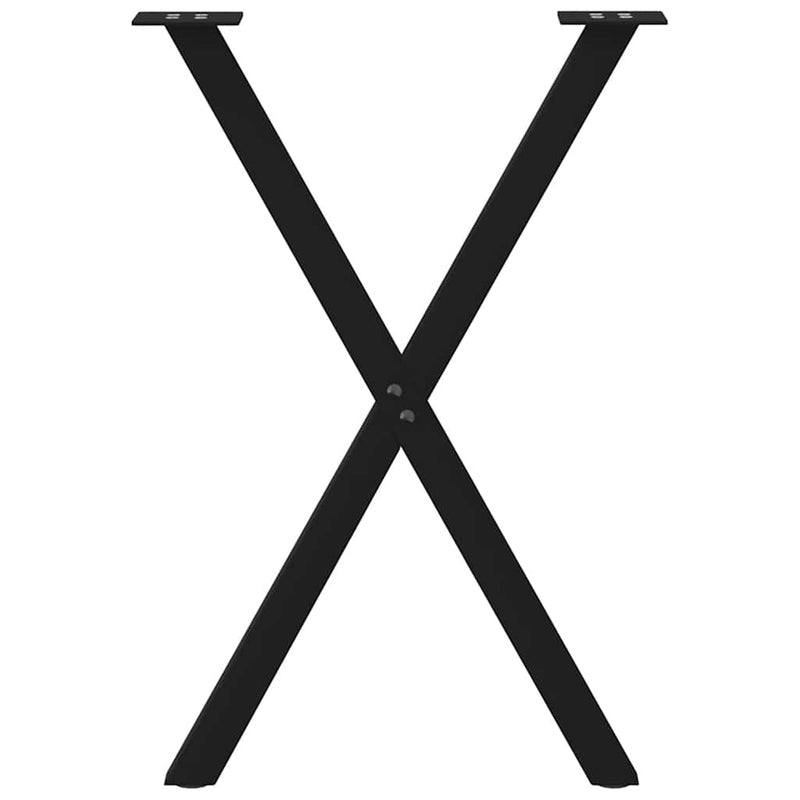 vidaXL 2 db X alakú étkezőasztal láb fekete acél 50 x (72-73) cm