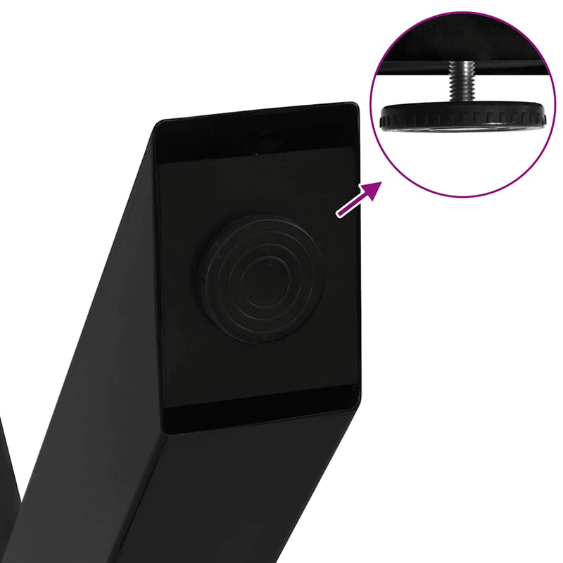 vidaXL 2 db X alakú étkezőasztal láb fekete acél 50 x (72-73) cm