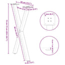 vidaXL 2 db antracitszürke X-alakú acél étkezőasztalláb 50x(72-73) cm