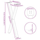 vidaXL 2 db X alakú étkezőasztal láb natúr acél 50x(72-73) cm
