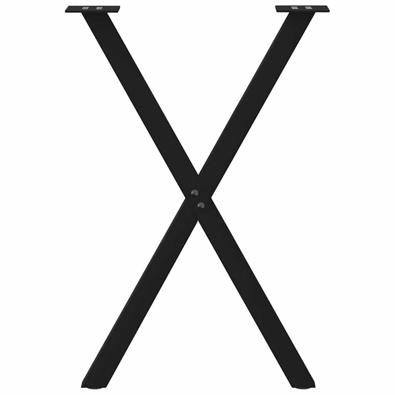 vidaXL 2 db X alakú étkezőasztal láb fekete acél 57 x (72-73) cm