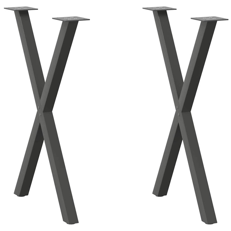 vidaXL 2 db antracitszürke X-alakú acél étkezőasztalláb 57x(72-73) cm