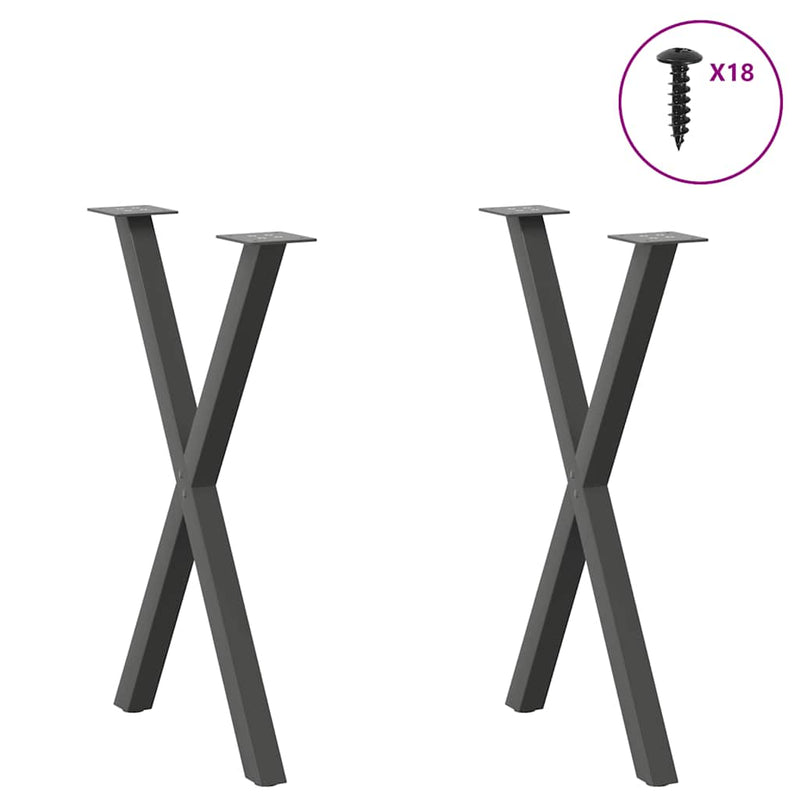 vidaXL 2 db antracitszürke X-alakú acél étkezőasztalláb 57x(72-73) cm