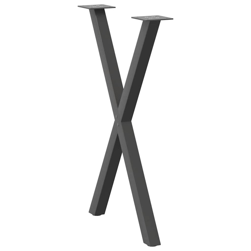 vidaXL 2 db antracitszürke X-alakú acél étkezőasztalláb 57x(72-73) cm