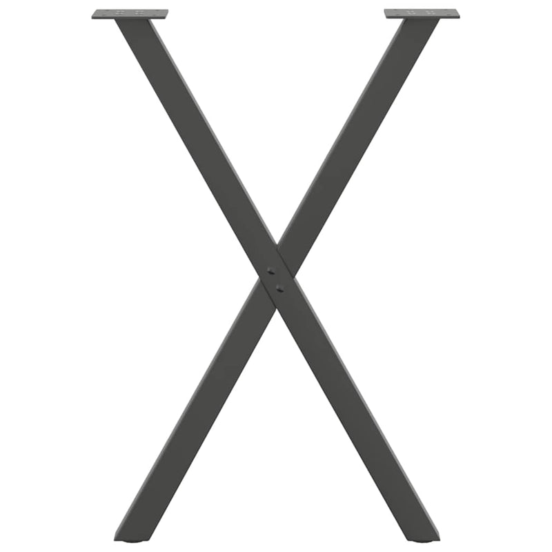 vidaXL 2 db antracitszürke X-alakú acél étkezőasztalláb 57x(72-73) cm