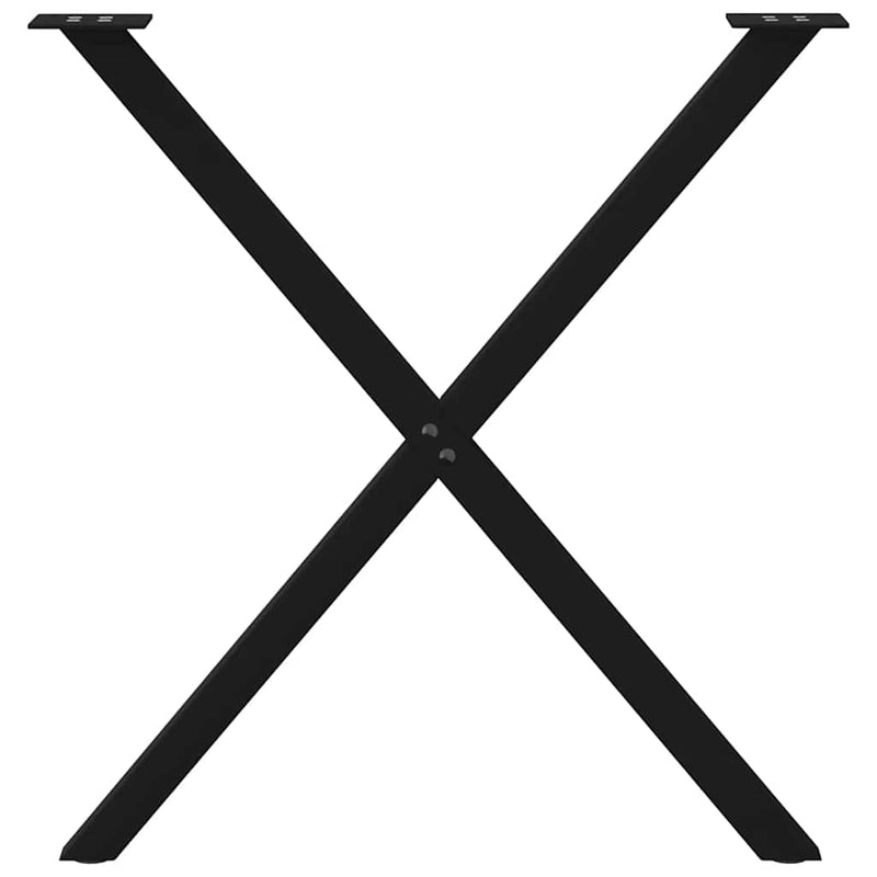 vidaXL 2 db X alakú étkezőasztal láb fekete, 70 x (72-73) cm acél
