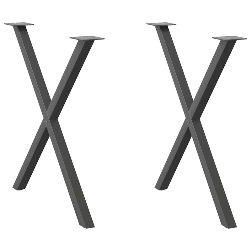 vidaXL 2 db antracitszürke X-alakú acél étkezőasztal láb 70x(72-73) cm