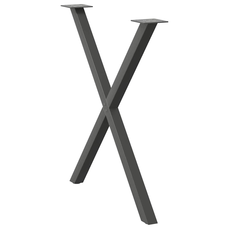 vidaXL 2 db antracitszürke X-alakú acél étkezőasztal láb 70x(72-73) cm