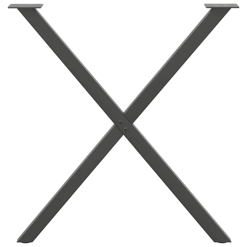 vidaXL 2 db antracitszürke X-alakú acél étkezőasztal láb 70x(72-73) cm