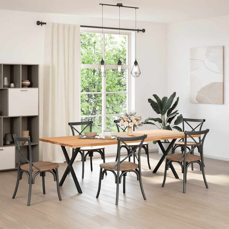 vidaXL 2 db X alakú étkezőasztal láb fekete 80 x (72-73) cm acél étkezőasztal láb