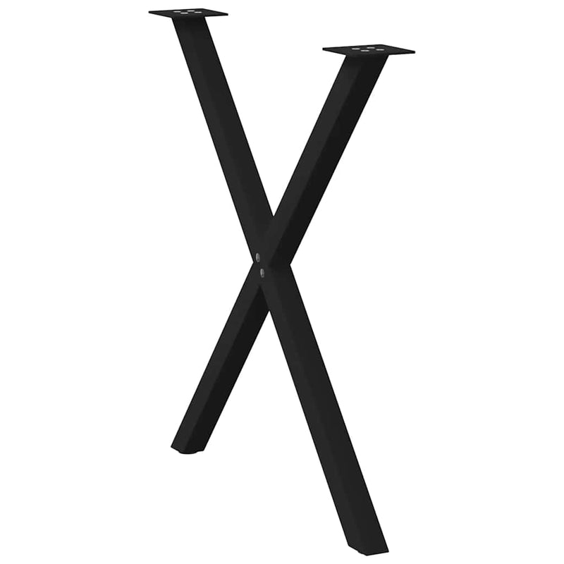 vidaXL 2 db X alakú étkezőasztal láb fekete 80 x (72-73) cm acél étkezőasztal láb