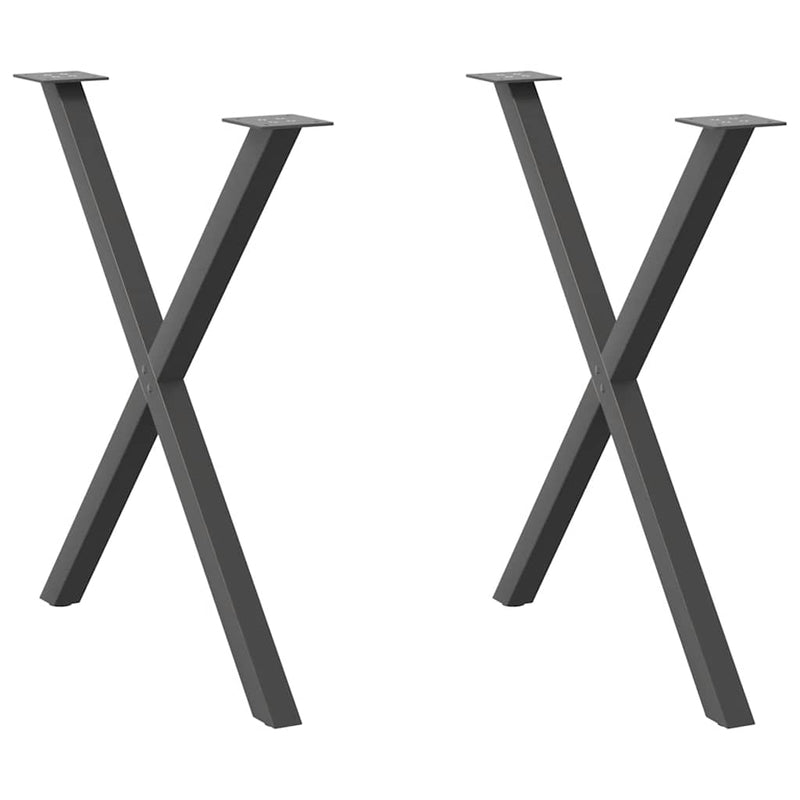 vidaXL 2 db antracitszürke X alakú acél étkezőasztal láb 80x(72-73) cm