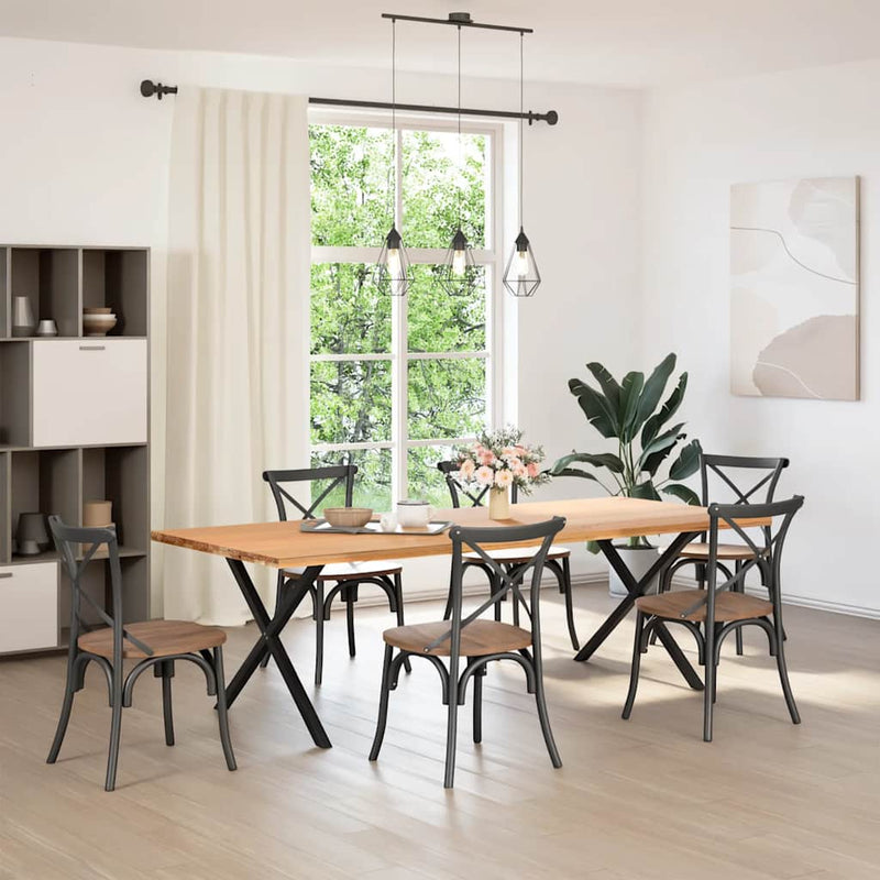 vidaXL 2 db X alakú étkezőasztal láb fekete, 90 x (72-73) cm acél