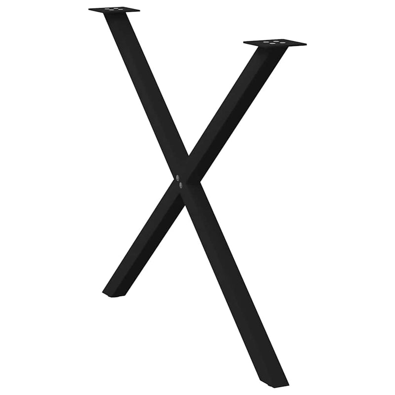 vidaXL 2 db X alakú étkezőasztal láb fekete, 90 x (72-73) cm acél