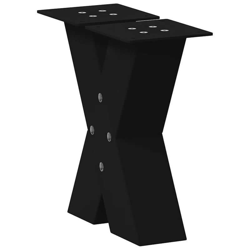 vidaXL 2 db fekete, X alakú acél dohányzóasztal láb 30 x (30-31) cm