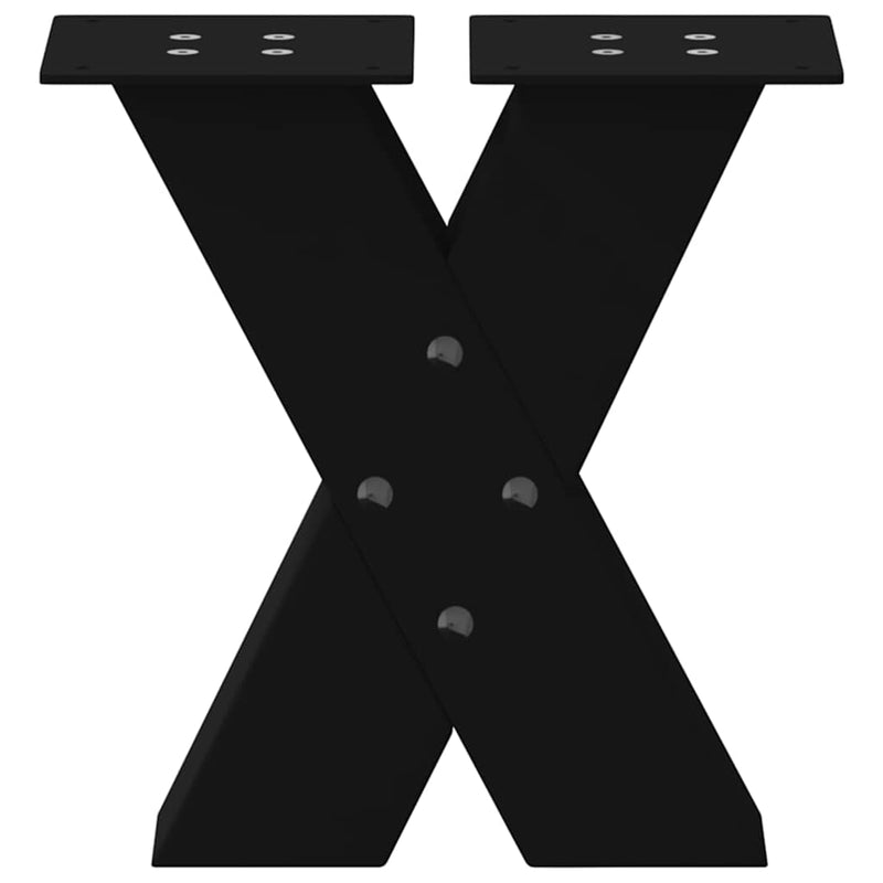 vidaXL 2 db fekete, X alakú acél dohányzóasztal láb 30 x (30-31) cm