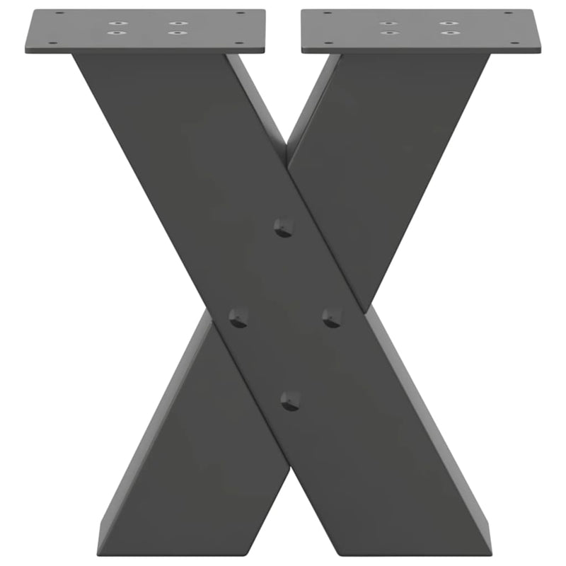 vidaXL 2 db antracitszürke X alakú acél dohányzóasztal láb 30x(30-31) cm