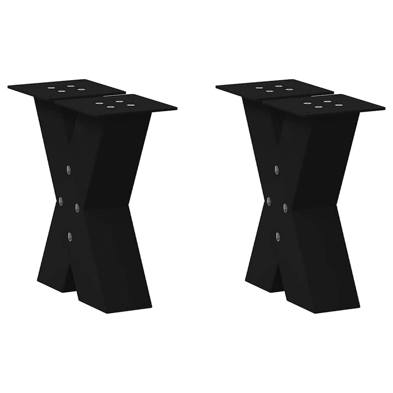 vidaXL 2 db fekete, X alakú acél dohányzóasztal láb 40 x (30-31) cm