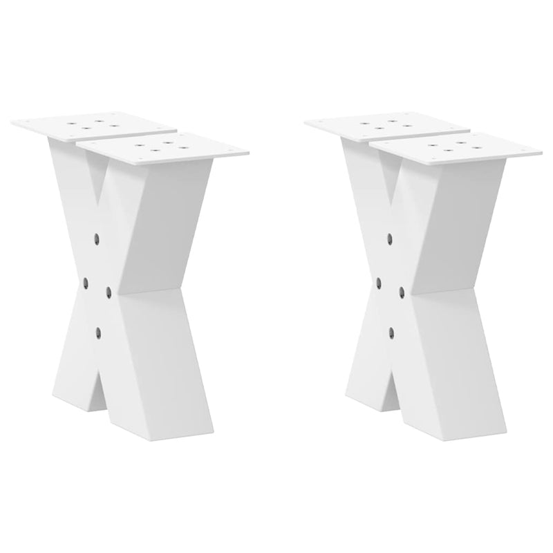 vidaXL 2 db fehér, X alakú acél dohányzóasztal láb 40 x (30-31) cm
