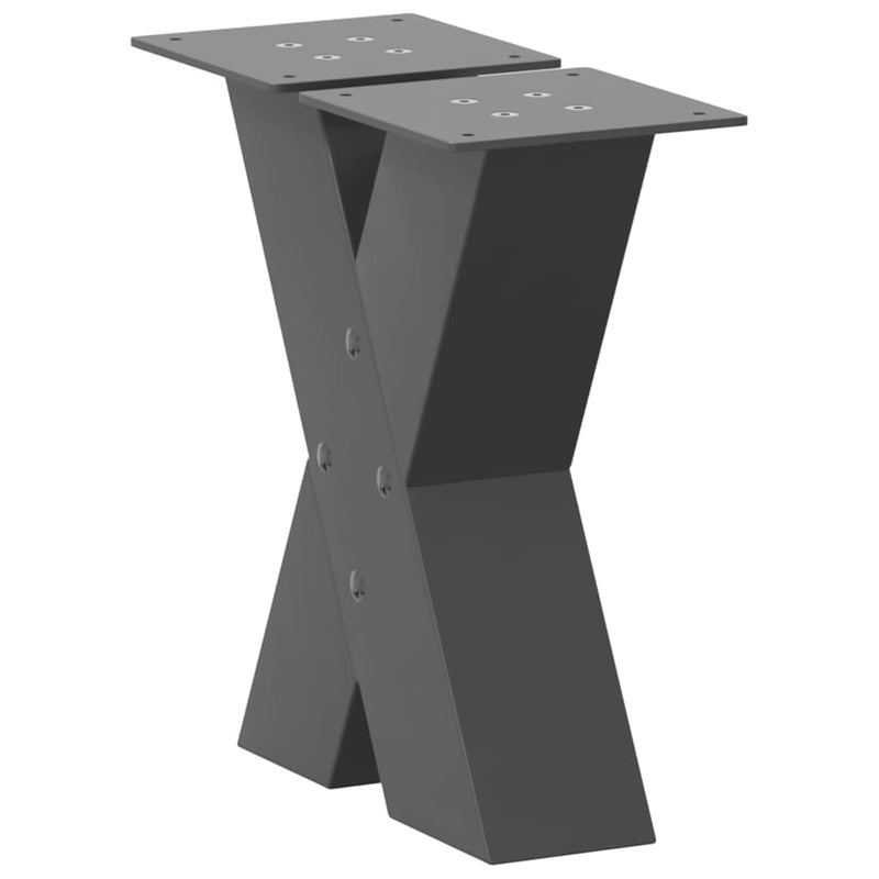 vidaXL 2 db antracitszürke X-alakú acél dohányzóasztal láb 40x(30-31) cm
