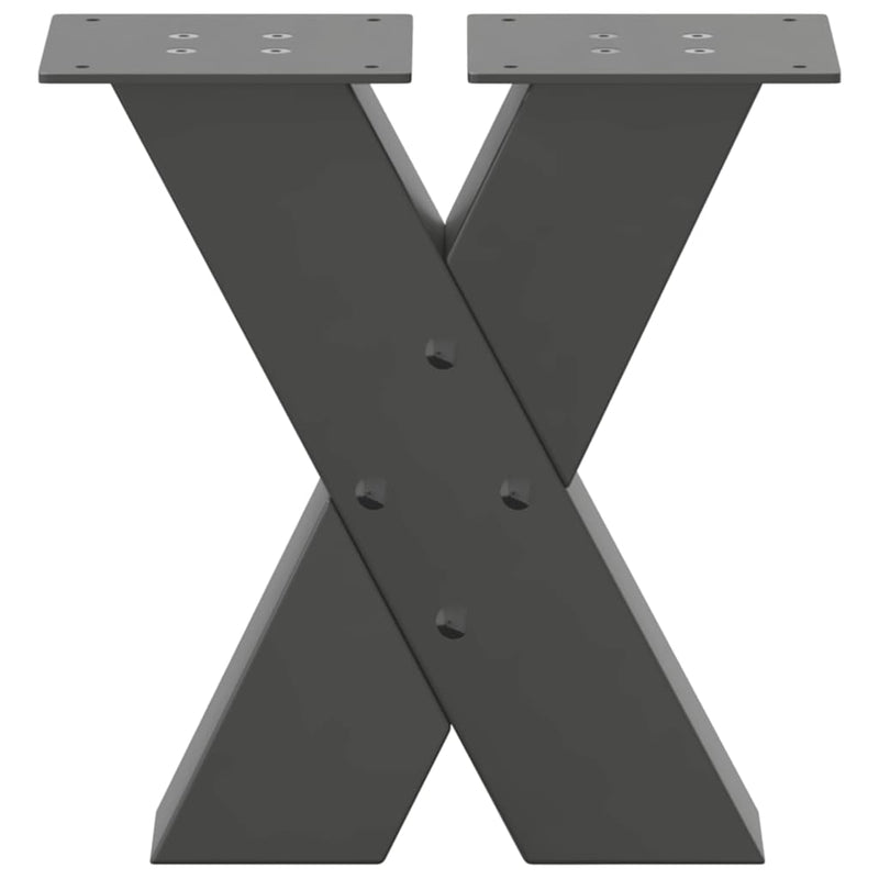 vidaXL 2 db antracitszürke X-alakú acél dohányzóasztal láb 40x(30-31) cm
