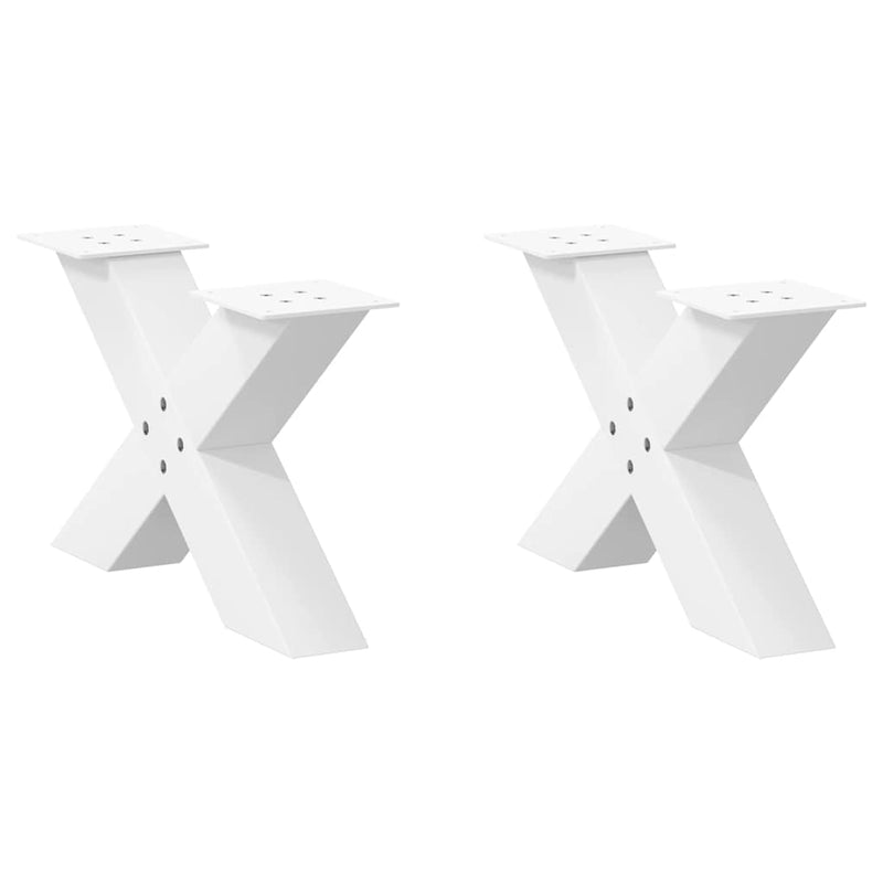 vidaXL 2 db fehér, X alakú acél dohányzóasztal láb 50 x (30-31) cm