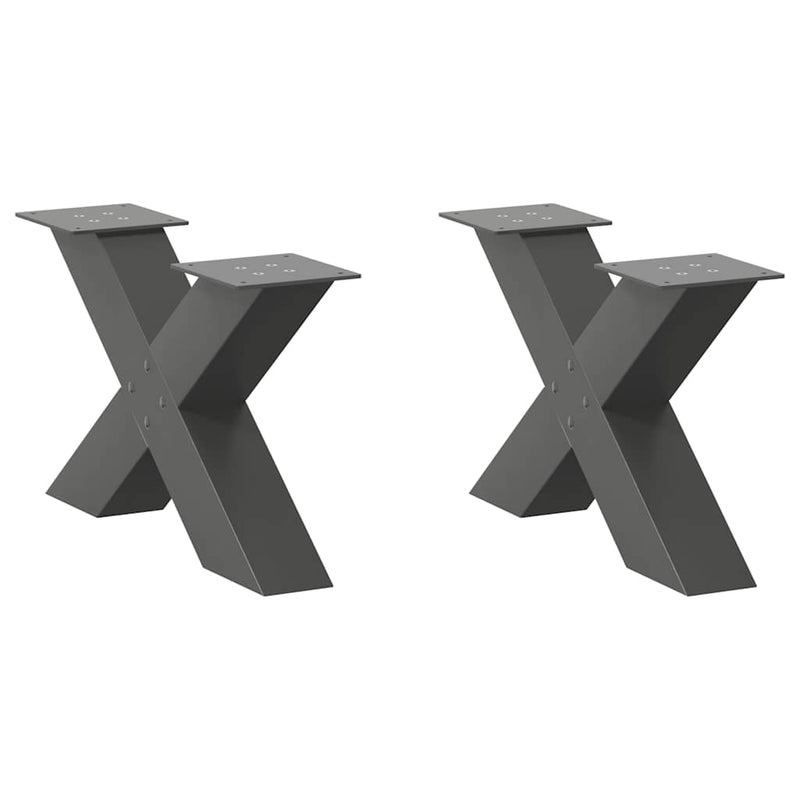 vidaXL 2 db antracitszürke X-alakú acél dohányzóasztal láb 50x(30-31) cm