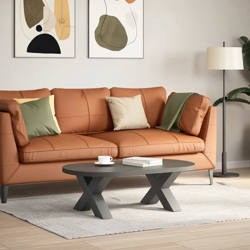 vidaXL 2 db antracitszürke X-alakú acél dohányzóasztal láb 50x(30-31) cm