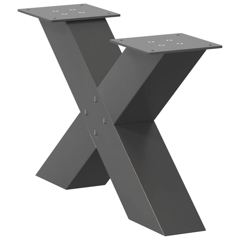 vidaXL 2 db antracitszürke X-alakú acél dohányzóasztal láb 50x(30-31) cm